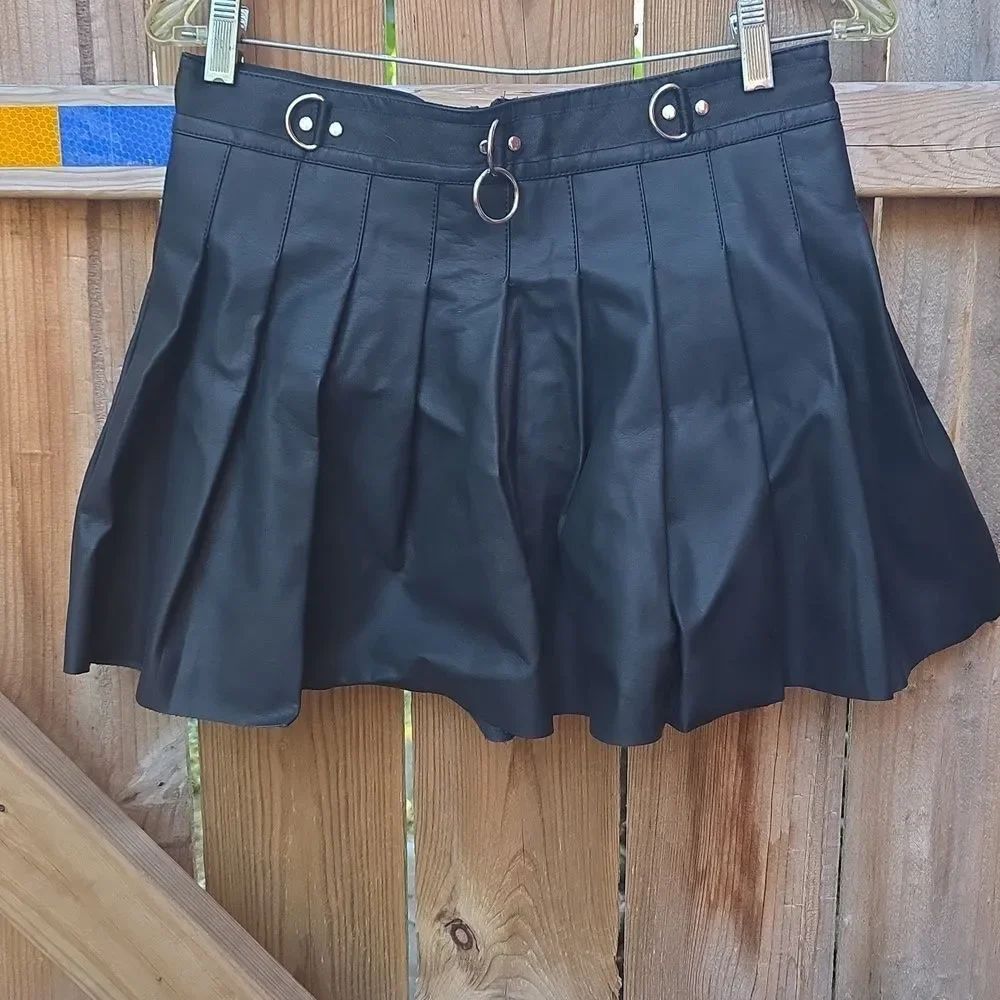 Dolls Kill Black Leather Mini Skirt
